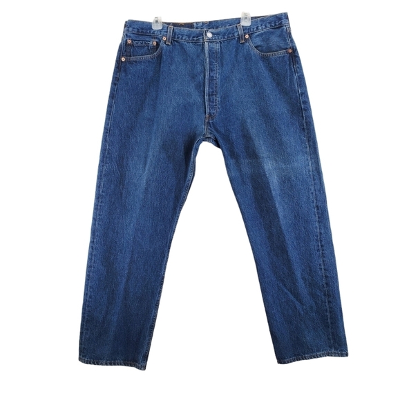 Vtg Levis 501 Jeans Mens 42x30 Blue Hi Rise Wide Leg Buttonfly USA 90s (40x30) - Picture 1 of 15